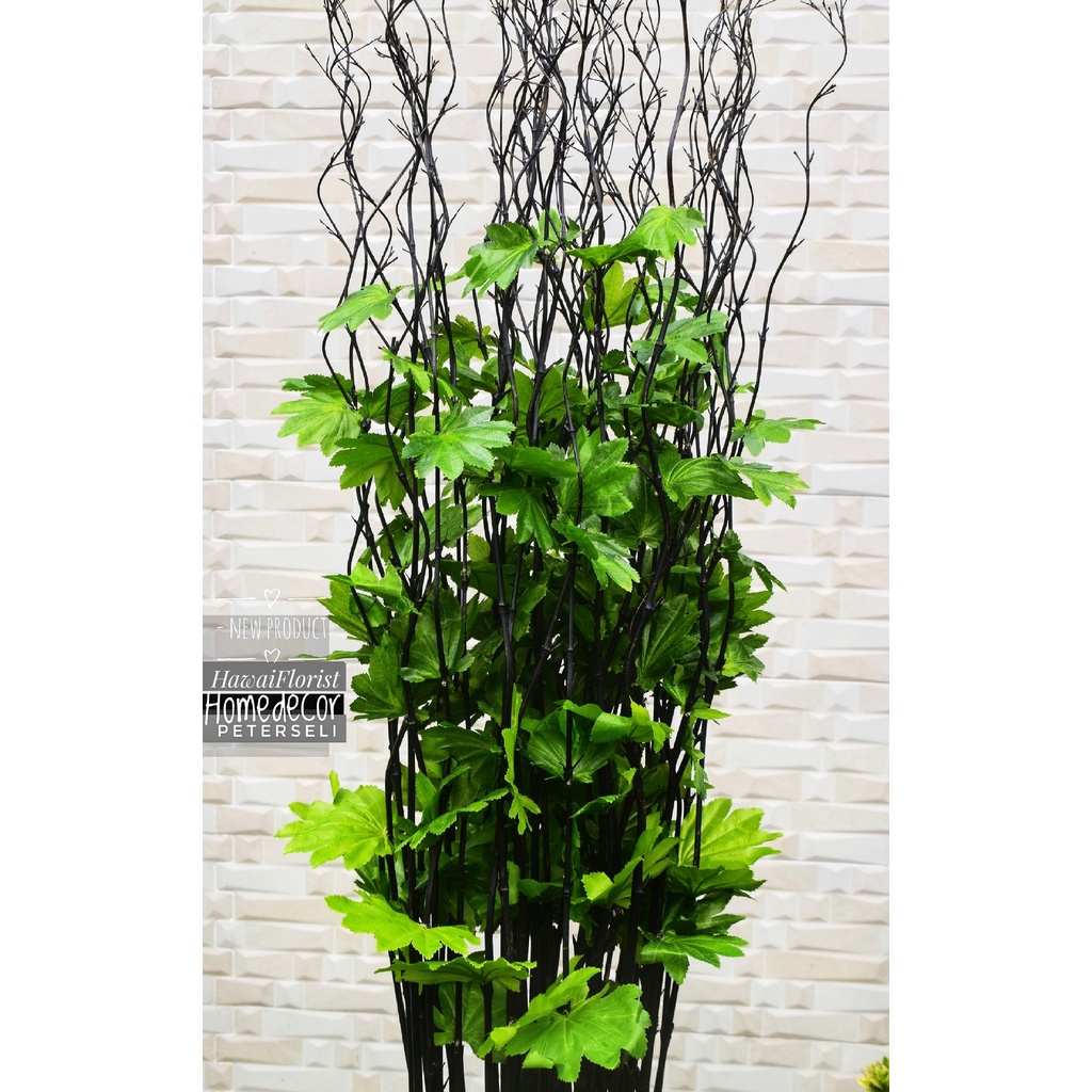 Jual Perlengkapan Rumah Bunga Dekorasi 15 Btg Bambu Ulir Hitam Daun ...