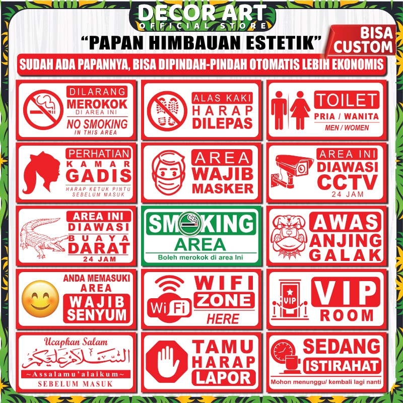 Jual Decorart X Cm Hiasan Dinding Variasi Tanda Pintu Kamar Cctv Perhatian Motif Sign