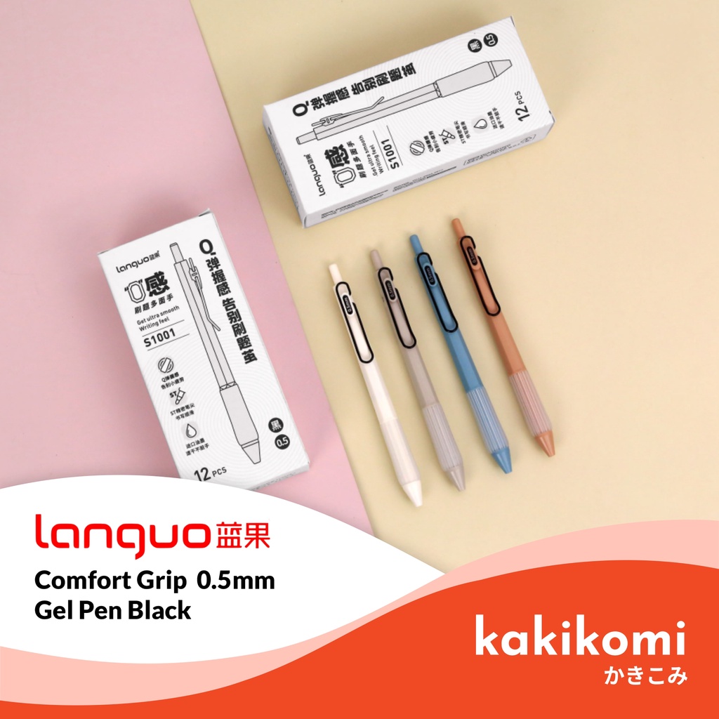 Jual Bolpoin Clicker Bulpoint Gel 0.5mm Languo Comfort Grip Pen Tinta ...