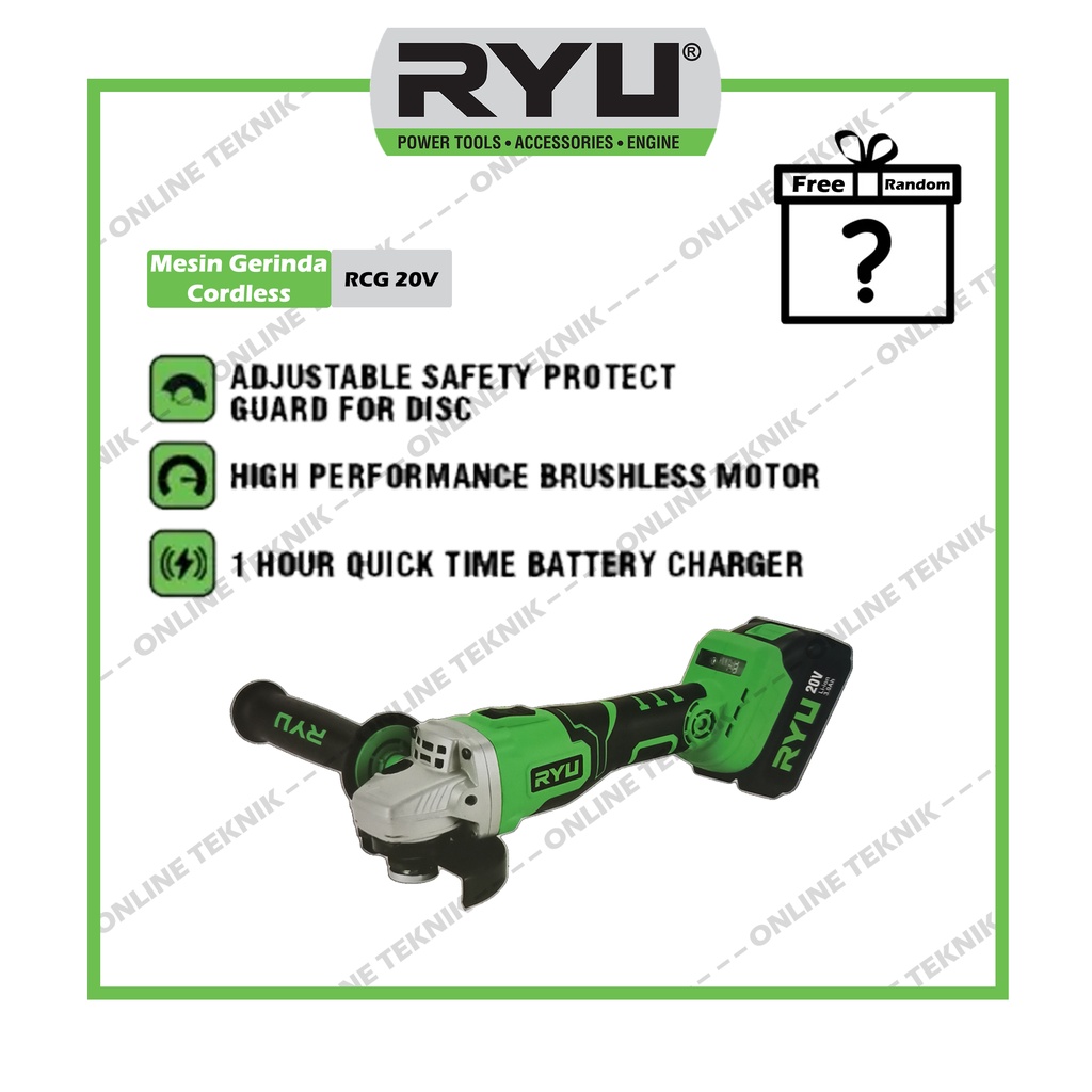 Jual RYU RCG 20V Mesin Gerinda Baterai / Cordless Gurinda Brushless ...