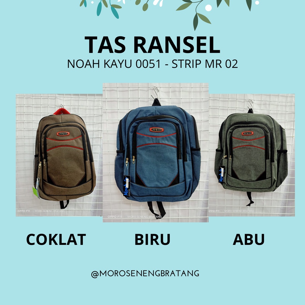 Jual Tas ransel Noah kayu 0051 Strip Merah 02 Sekolah Kantor Kerja ...