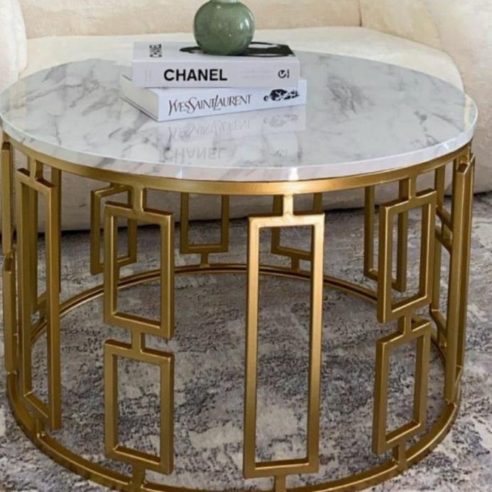 Jual Custom Order Carrara Round Marble Top Table Marmer Bulat