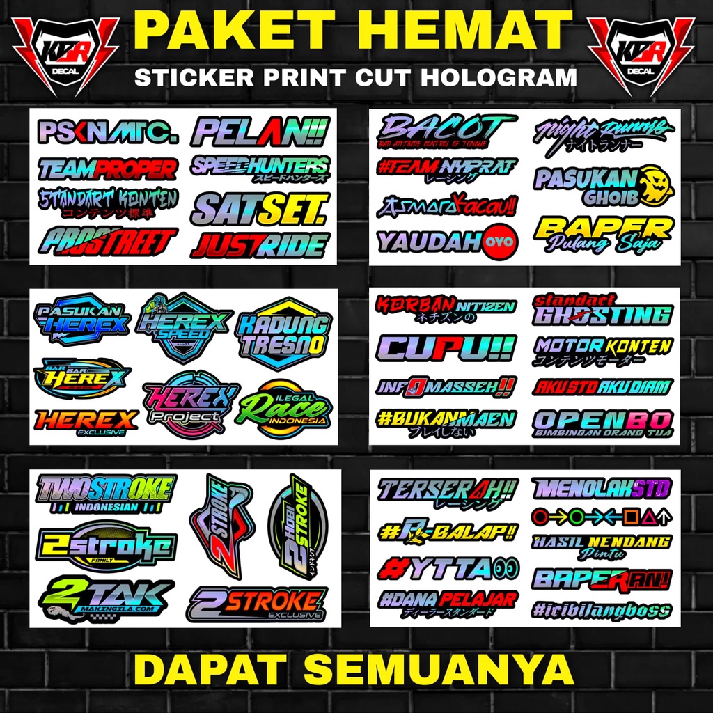 Jual Stiker Hologram Racing Pack Print Cut Viral Terbaru Stiker Motor ...