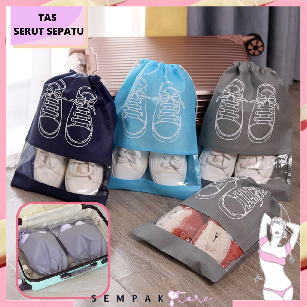 Jual SS Tas Serut Sepatu Shoes Bag Penyimpanan Sepatu dan Sendal