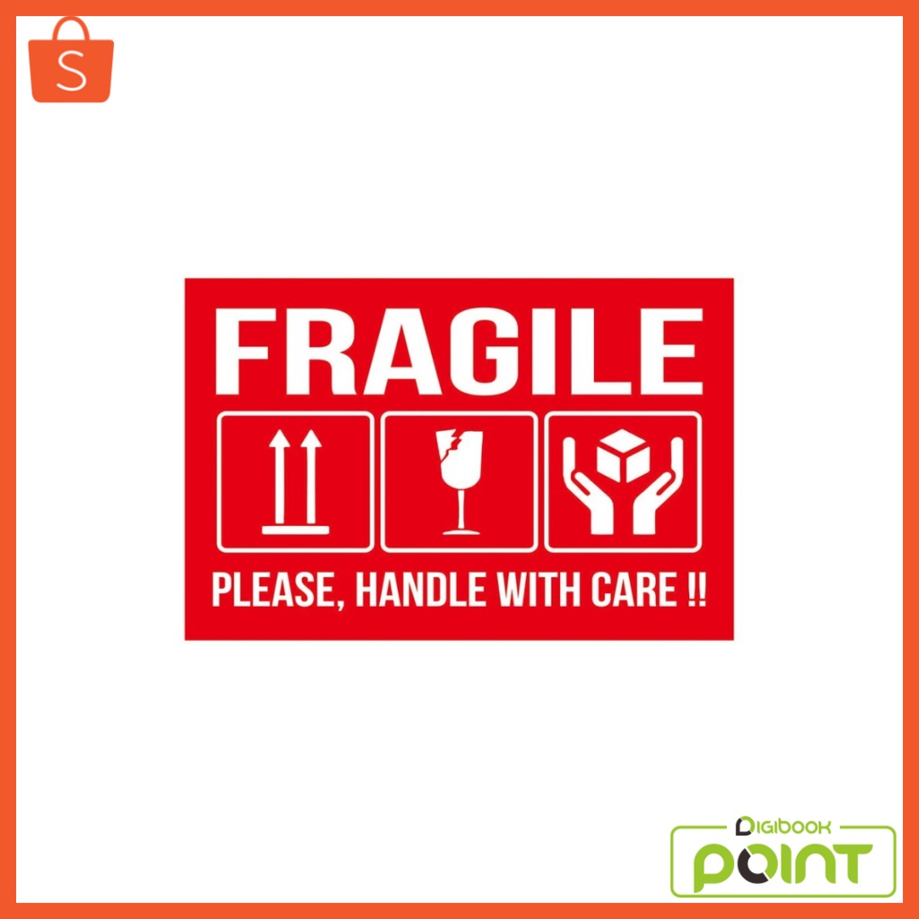 Jual Sticker Handle With Care Fragile Label 13 x 11 cm Sticker Chromo