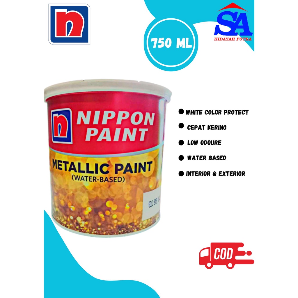 Jual CAT NIPPON PAINT METALIC PAINT 750 ML GOLD BASSE / CAT Cat waterbased Kayu Besi Logam