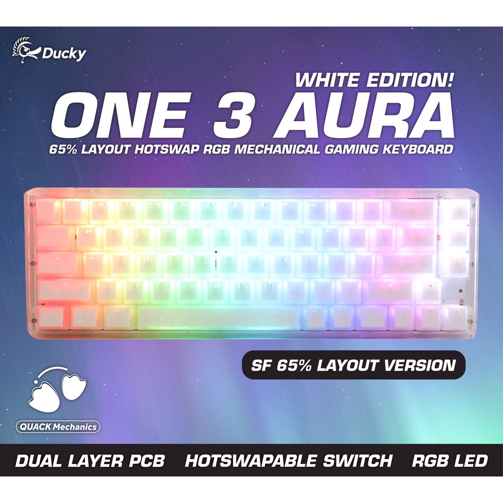 Jual DUCKY ONE 3 SF AURA WHITE HOTSWAP RGB MECHANICAL GAMING KEYBOARD ...