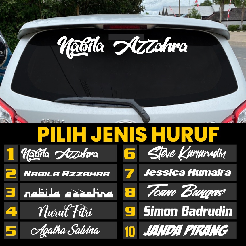 Jual Bisa Request Stiker Cutting Kaca Belakang Mobil Cm Murah