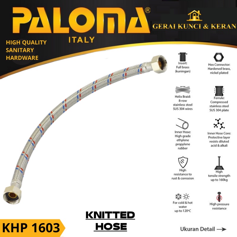 Jual PALOMA KHP 1603 Selang Anyam Stainless Steel 30cm Flexible Knitted