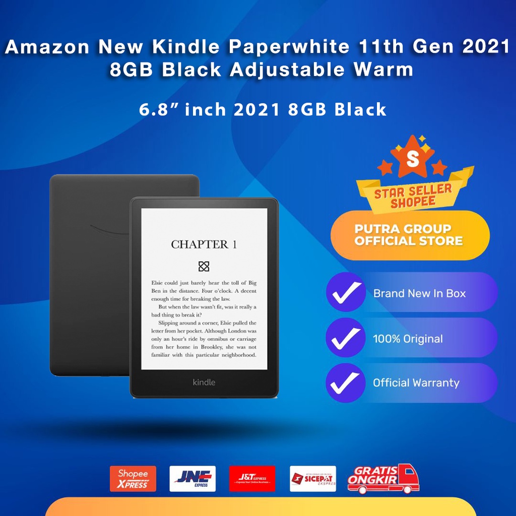 Jual Amazon New Kindle Paperwhite 11th Gen 2021 8GB Black Adjustable ...