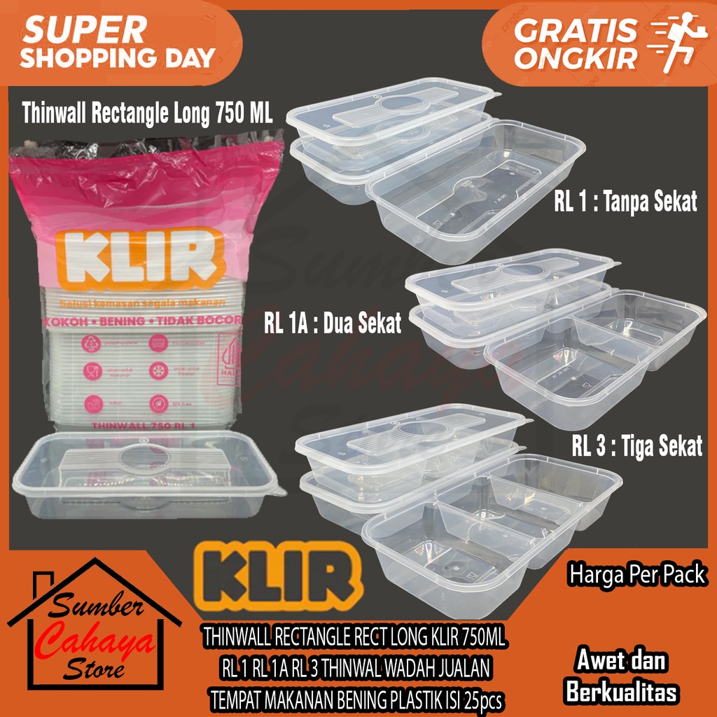 Jual Thinwall Rectangle Rect Long Klir 750ml Rl 1 Rl 1a Rl 3 Thinwal Wadah Jualan Tempat Kotak 9139