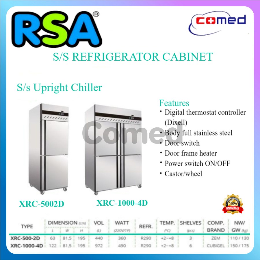Jual RSA XRC-500-2D SS Upright Chiller Kulkas Dapur Stainless Steel 2 ...