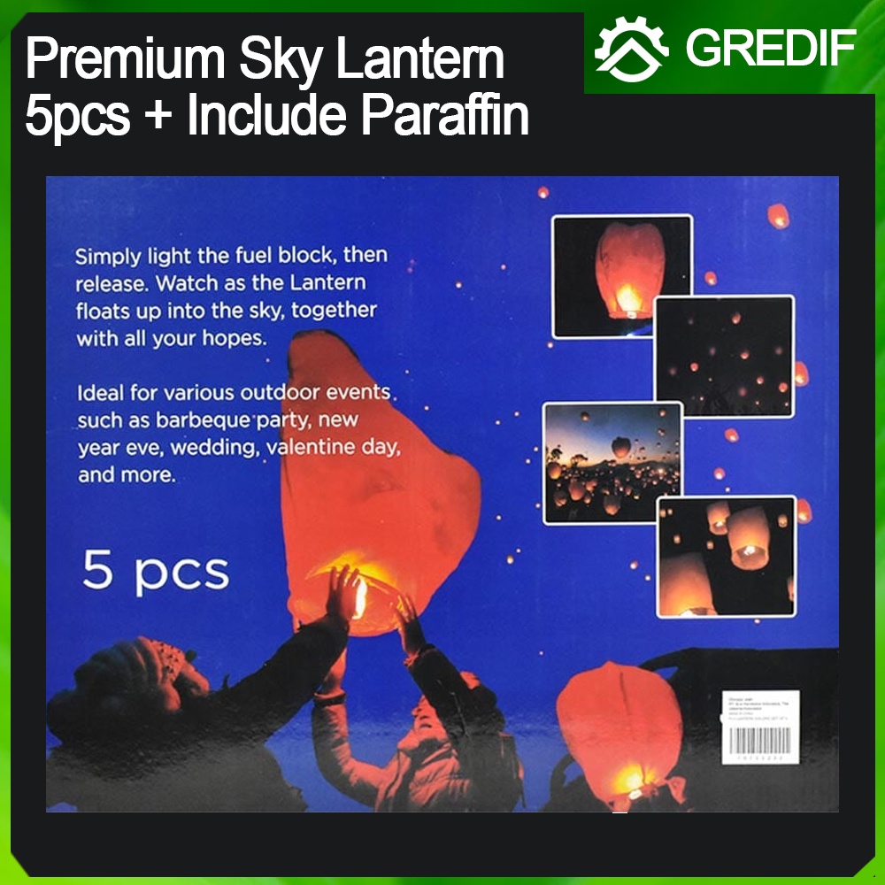 Jual Paket 5pcs Premiun Lampion Lentera Terbang Sky Flying Lantern