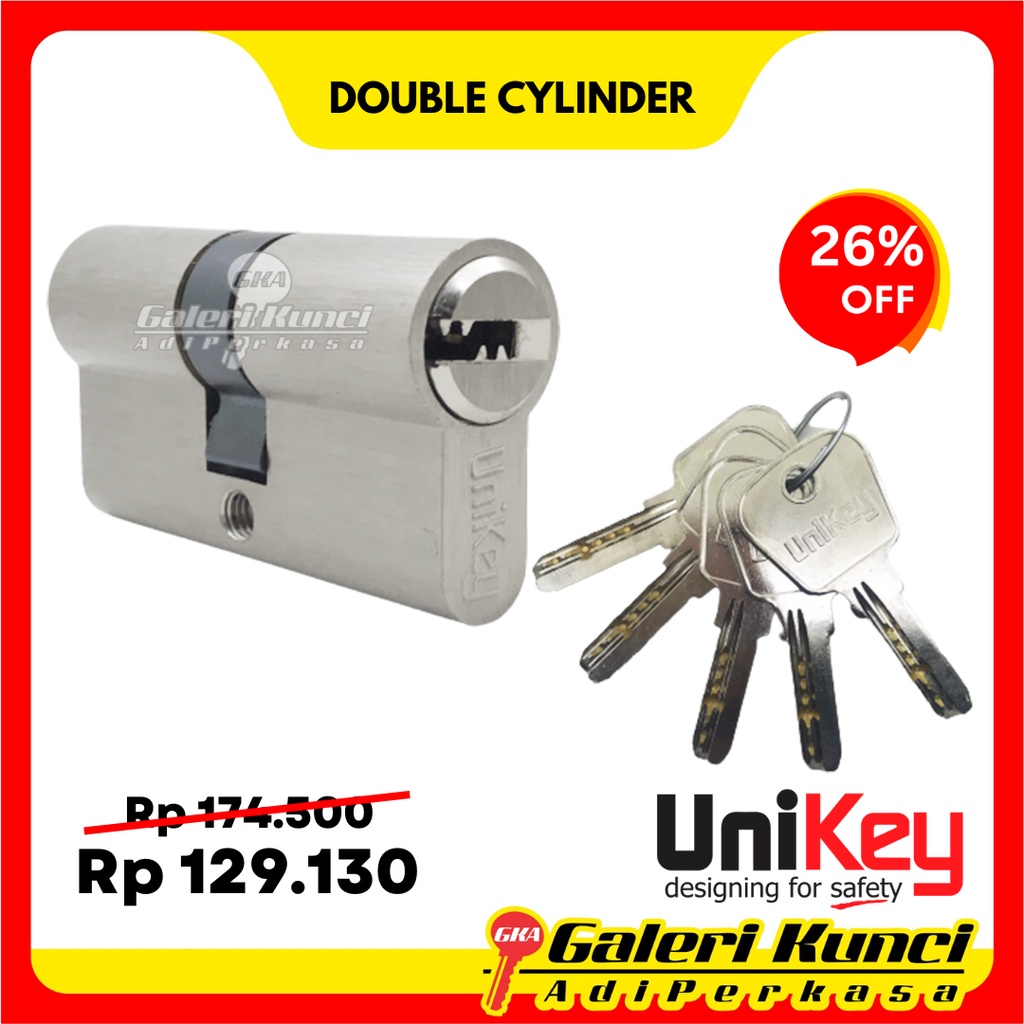 Jual Silinder Kunci Unikey UK 041-60 SN Double Cylinder Komputer Key ...