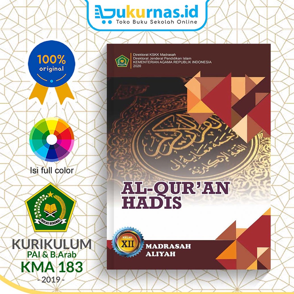 Jual Buku Siswa Al-Qur'an Hadis Qurdis Kelas 12 MA KEMENAG | Shopee ...