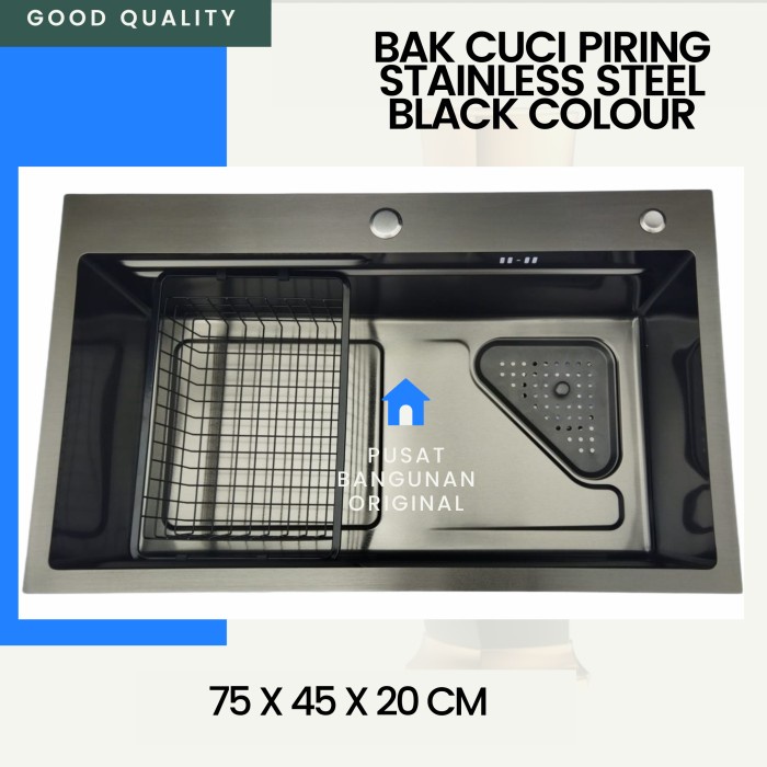 Jual Bak Cuci Piring Kitchen Sink Stainless Ss Onan Asli Black Murah Shopee Indonesia