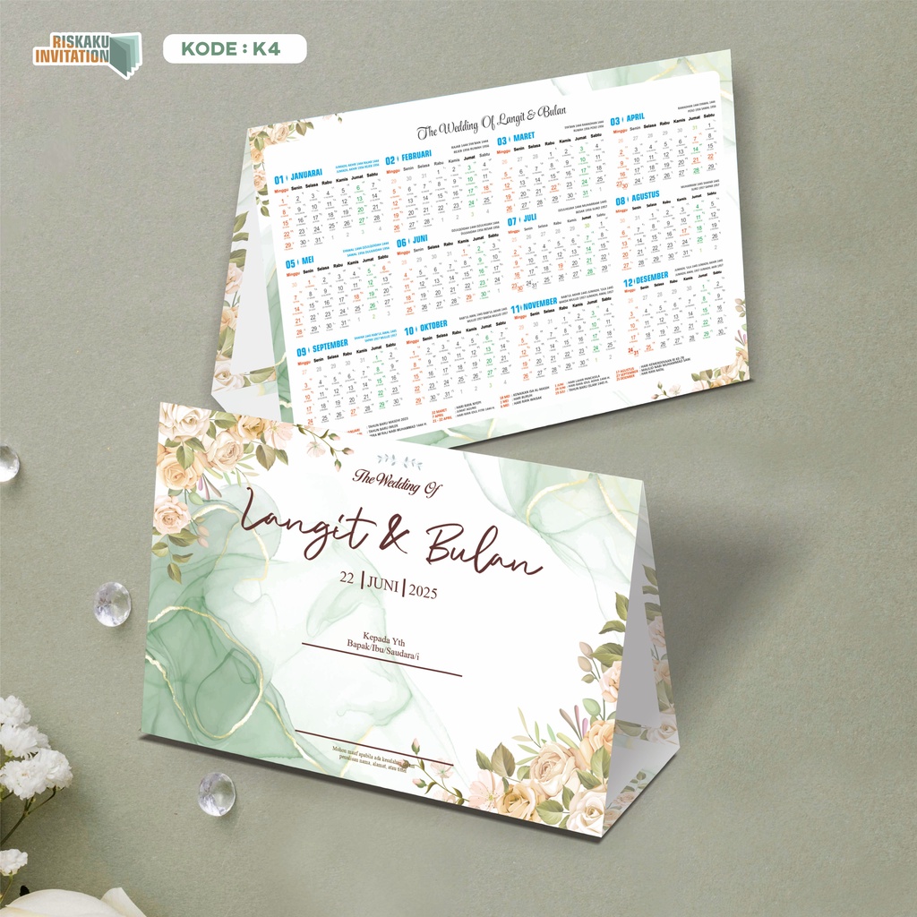 Jual [UNDANGAN ANTI BUANG] Undangan Pernikahan Model Kalender, Free