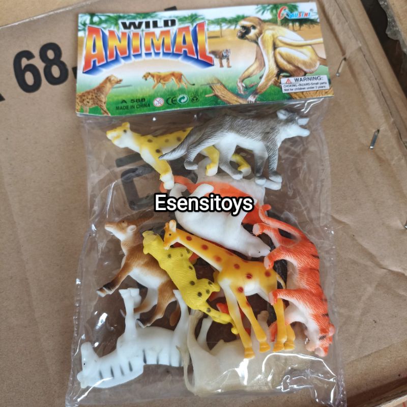 Jual Mainan Hewan Hewanan 12Pcs Wild animal Bahan Karet / Mainan Hewan ...