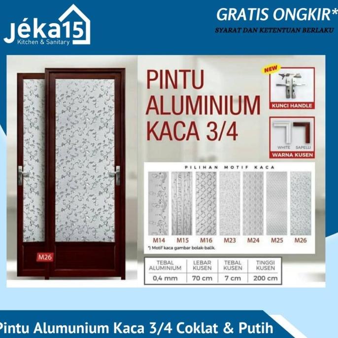 Jual Pintu Alumunium Kamar Mandi / Pintu Wc Alumunium Kaca Murah 3/4