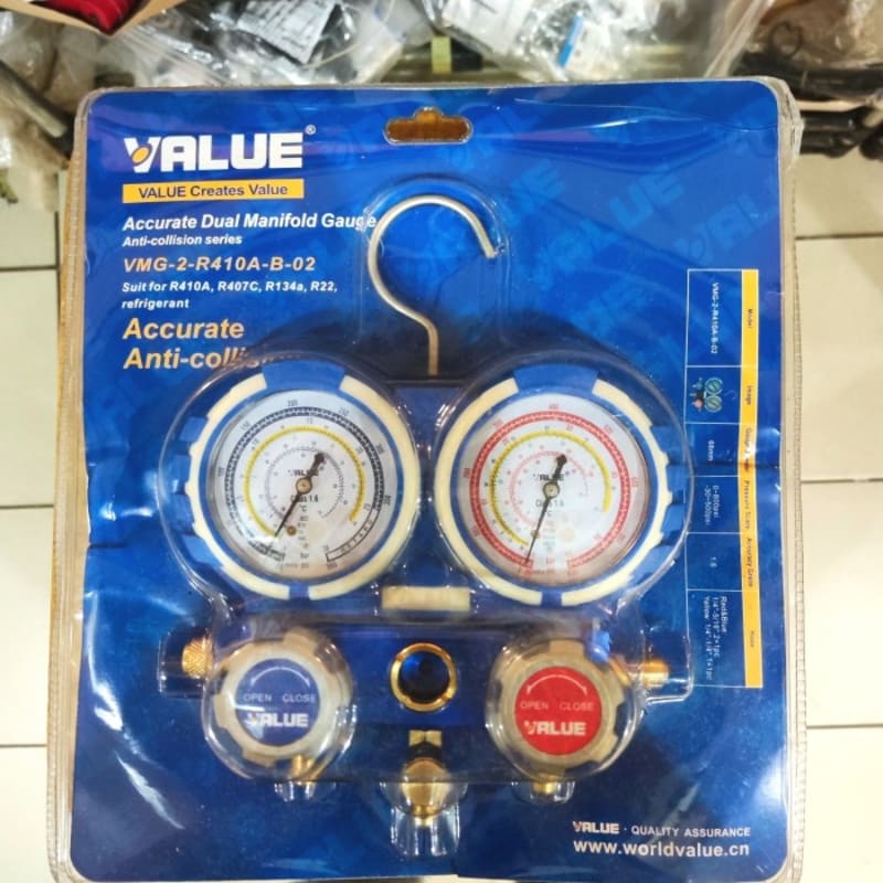 Jual Testing Manifold + Selang Set R410A Value VMG-2-R410-B-02 VMG-2 ...