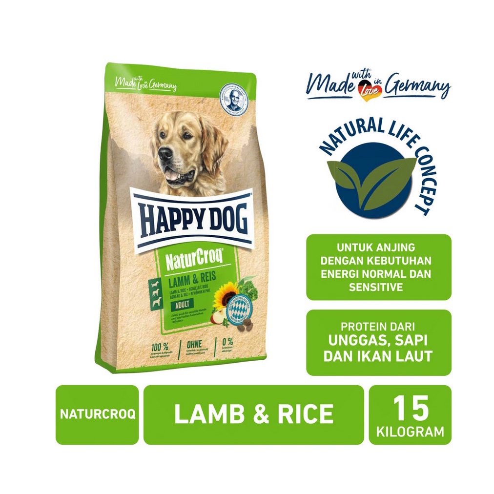 Happy Dog NaturCroq Lamb & Rice száraztáp érzékeny emésztésű kutyák számára