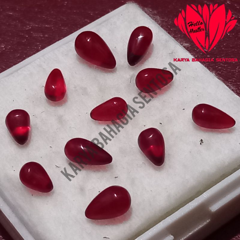 Jual Batu Permata Merah Delima Basic Bentuk Tetes Air Tear Drop ...