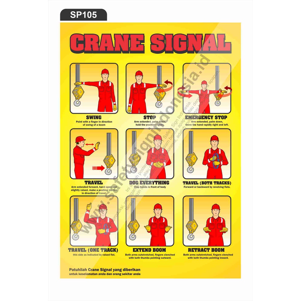 Jual SP105 Poster K3 Safety A1 - Crane Signal | Shopee Indonesia