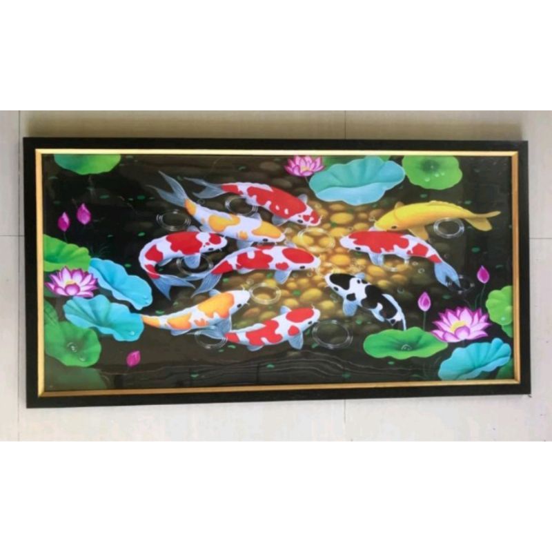 Jual Hiasan Dinding Cetak Gambar Lukisan Ikan Koi Plus Bingkai Ukuran100x50 Shopee Indonesia 7084