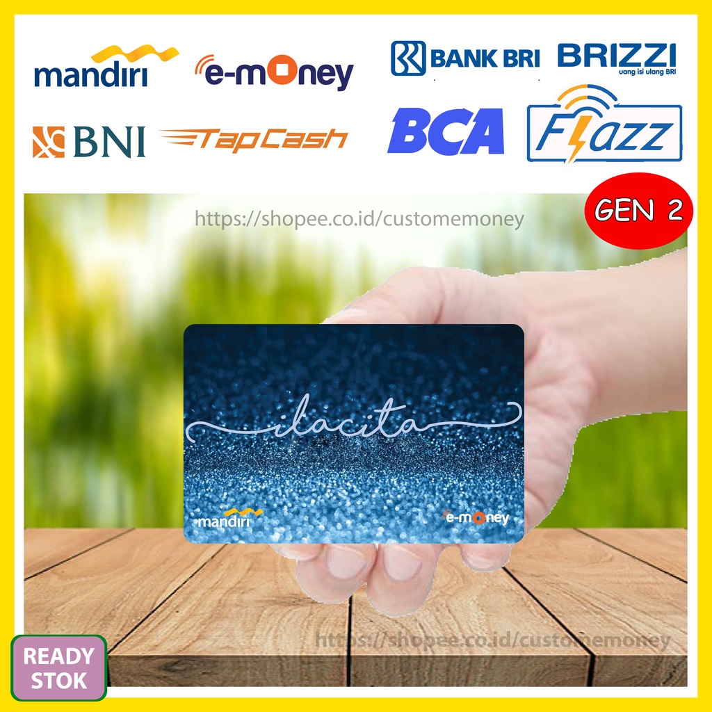 Jual KARTU EMONEY DESIGN CUSTOM NAMA GLITER BLUE BIRU KARTU ETOLL E ...