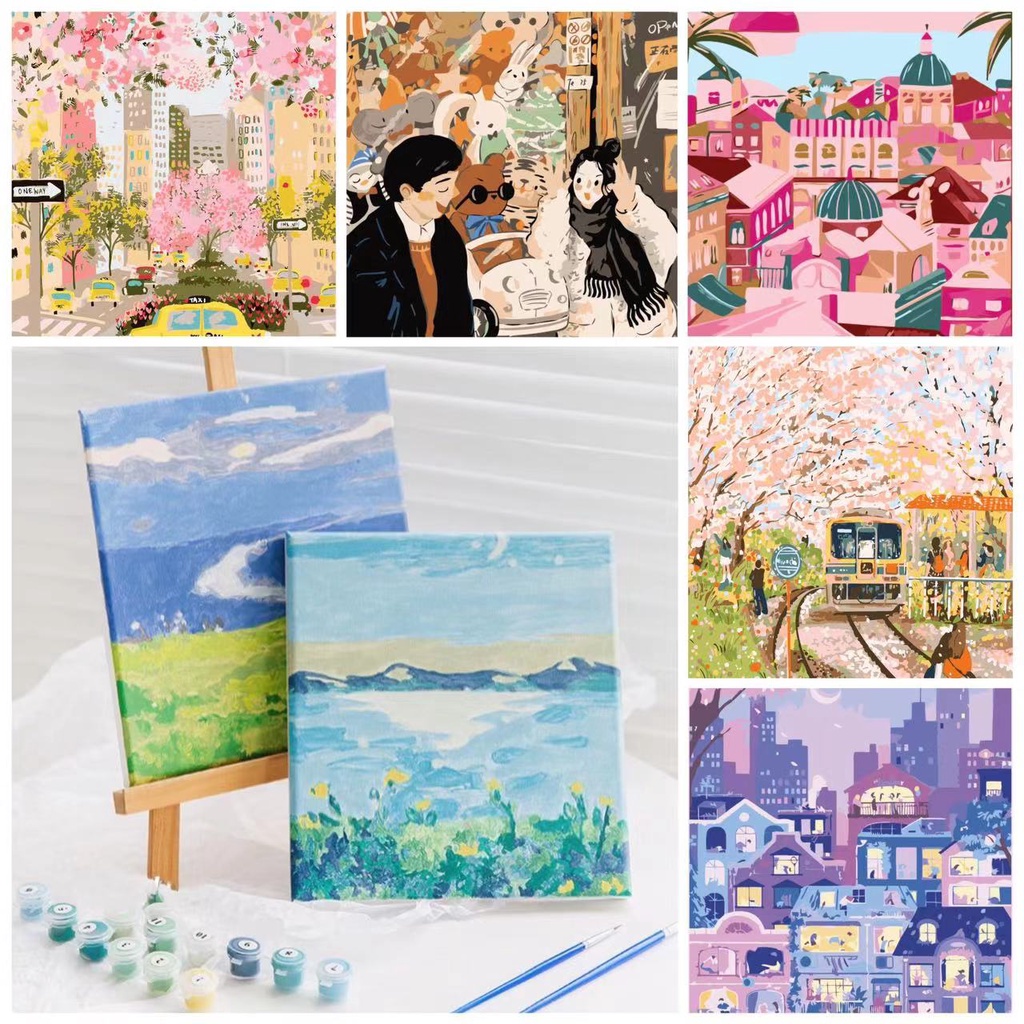 Jual 【 With Frame】20*30 CM Paint by Number / Painting kit /Paint by