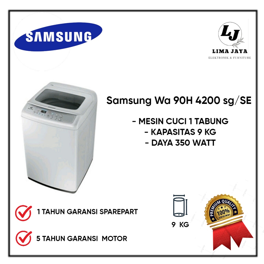 Jual Mesin Cuci Top Loading Samsung WA90H 4200 Mesin Cuci 1 Tabung 9 Kg ...