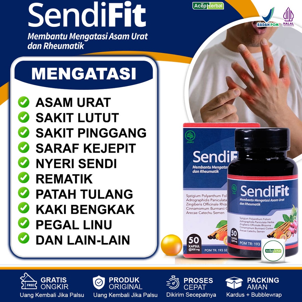 Jual Sendifit Obat Herbal Nyeri Sendi Nyeri Otot Saraf Kejepit Asam Urat Sakit Lutut Sakit 2268