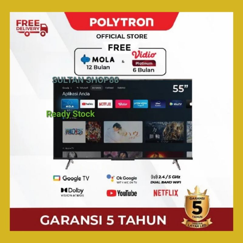 Jual POLYTRON LED TV PLD55UG5959 55 INCH GOOGLE TV UHD 4K | Shopee ...