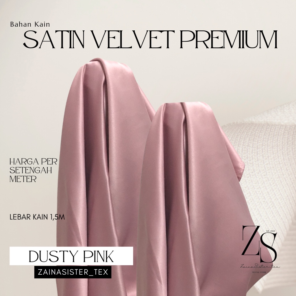 Jual Kain Satin Velvet Premium Meteran Warna Dusty Pink Merah Muda ...