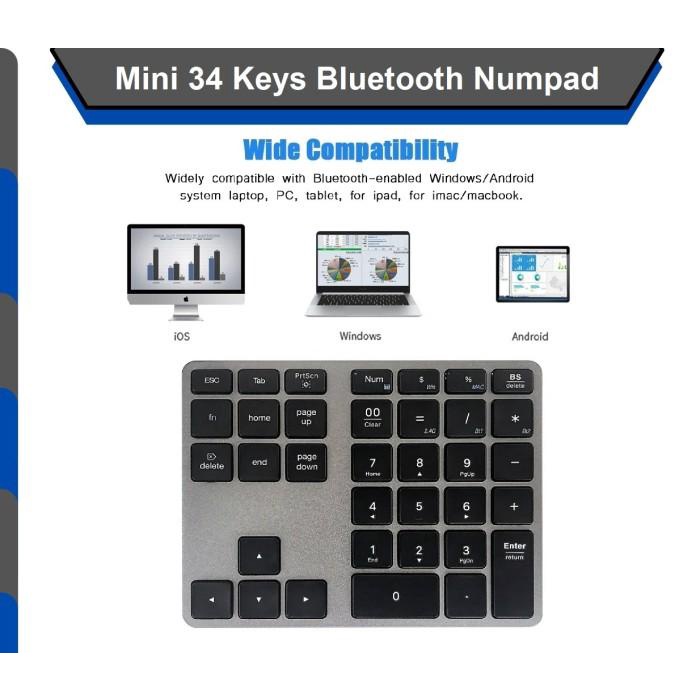 Jual MINI 34 KEYS Bluetooth Wireless Numpad Keypad Portable Android IOS ...