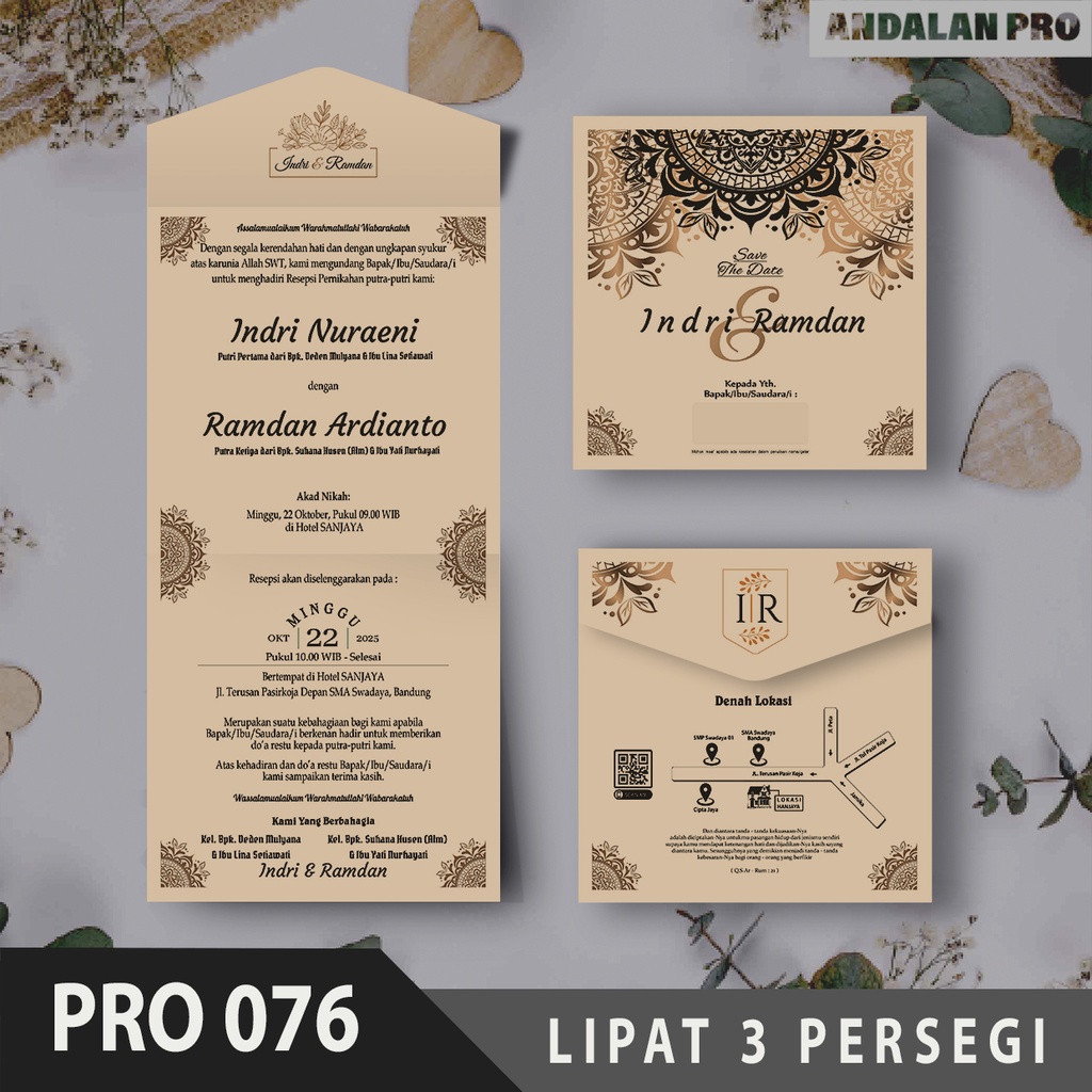 Jual PRO 076 LIPAT 3 Persegi Bahan Jasmine / Tik 200 GSM - Cetak ...