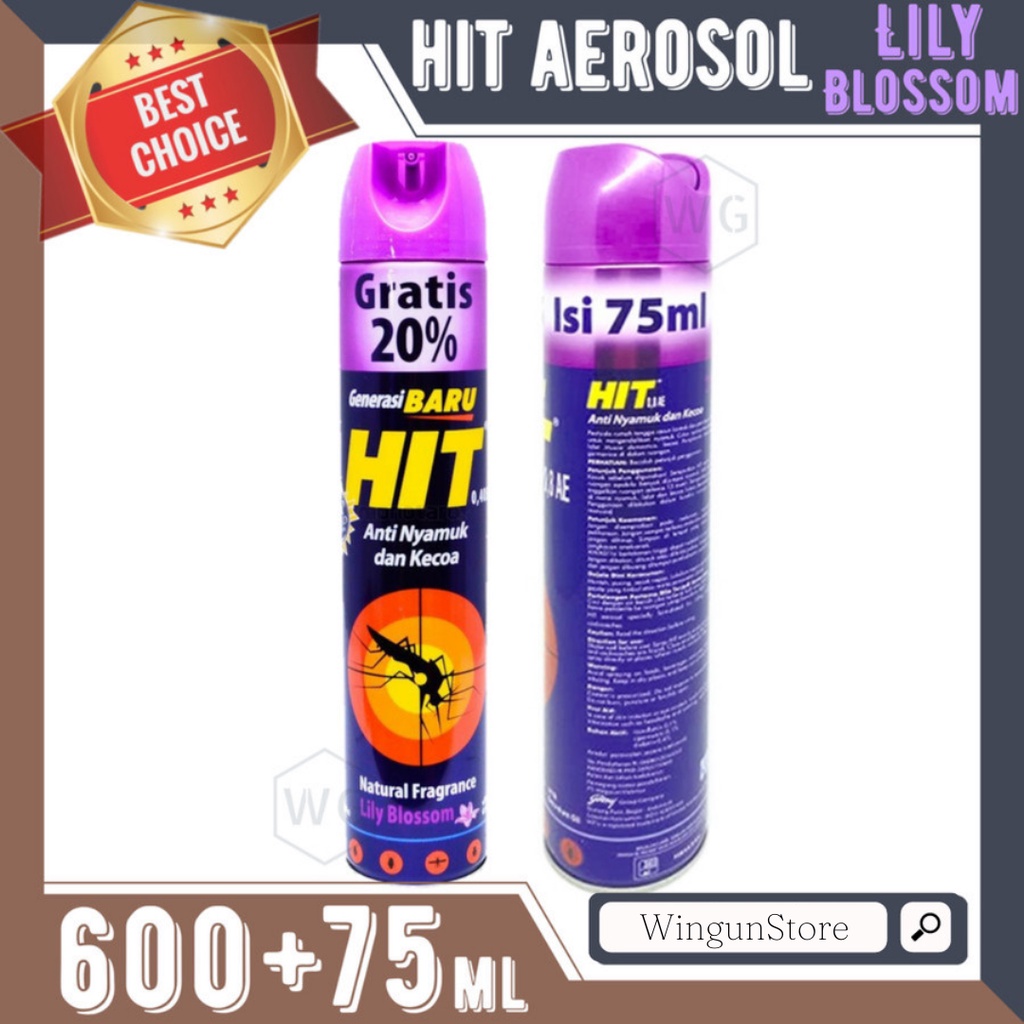 Jual HIT AEROSOL LILY BLOSSOM 600ml + 75ml OBAT NYAMUK SEMPROT HIT 600 ...