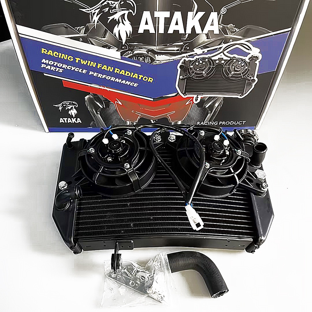 Jual ATAKA racing Radiator double fan Hitam Silver mx king Ninja 150 ...