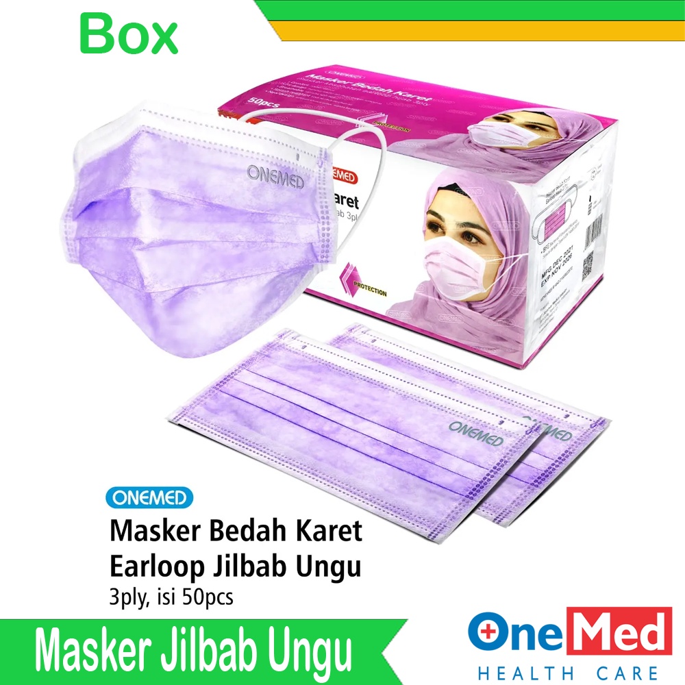 Jual Alkes Pasar Pramuka Masker Jilbab Ungu Onemed Box Pcs Shopee Indonesia