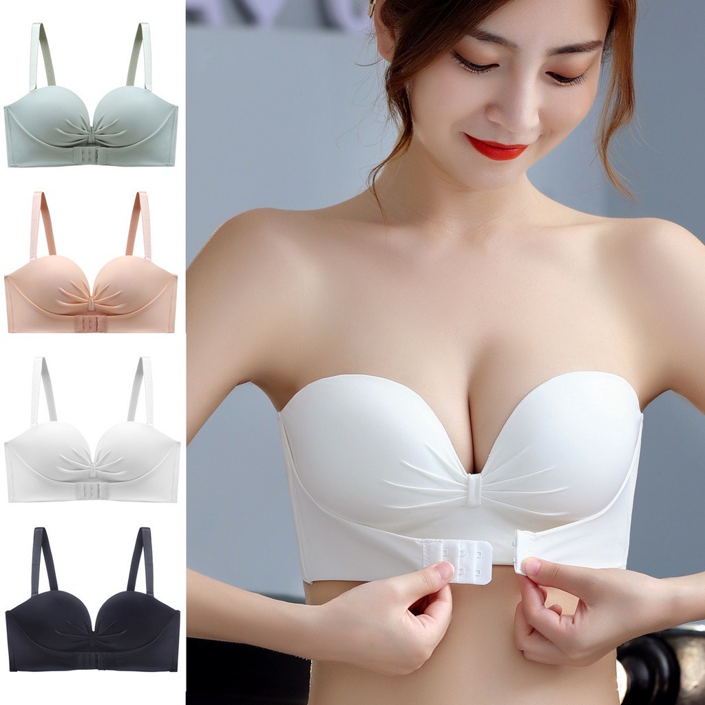 Bra Baru 2023 untuk Wanita Bra Tanpa Kawat Pakaian Dalam Berpenutup Depan  Push Up Lingerie Wanita Nyaman Sehari-hari Payudara Besar 52BCD - AliExpress