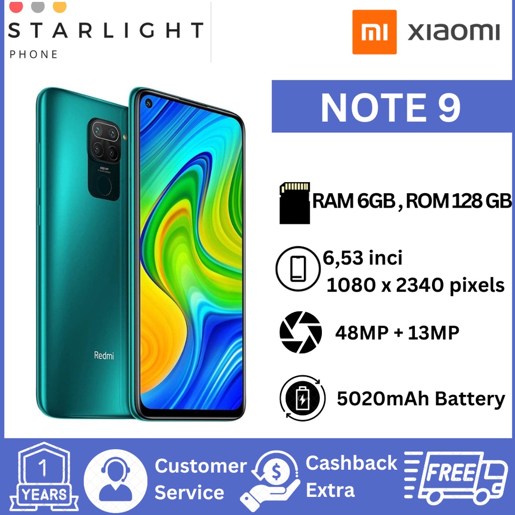Jual Xiaomi Redmi Note 9 4/64 GB - 4/128 GB - 6/128 GB GARANSI 1 TAHUN ...