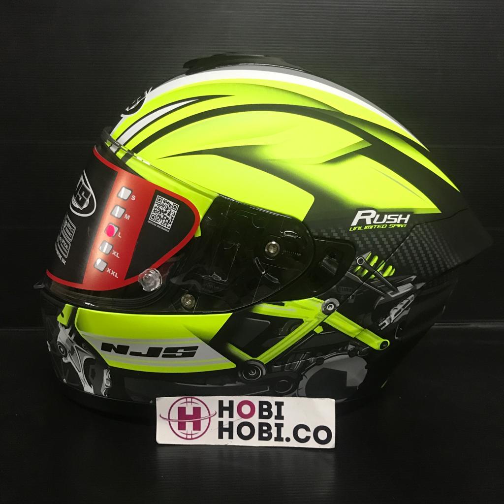 Jual HELM NJS ZX1 RUSH BLACK YELLOW FLO DOUBLE VISOR