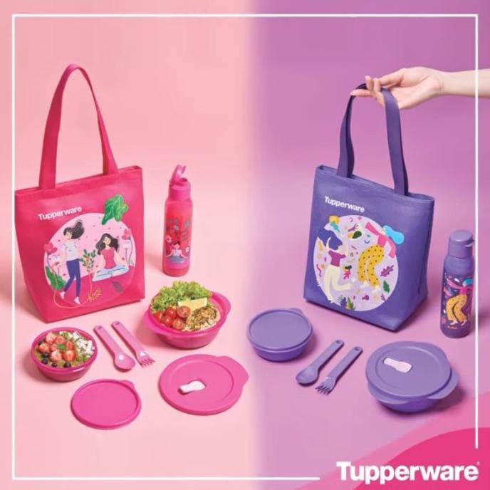 Jual Tempat Makan Tupperware - Tas Makan - Duo Mini Lunch Set Pink ...