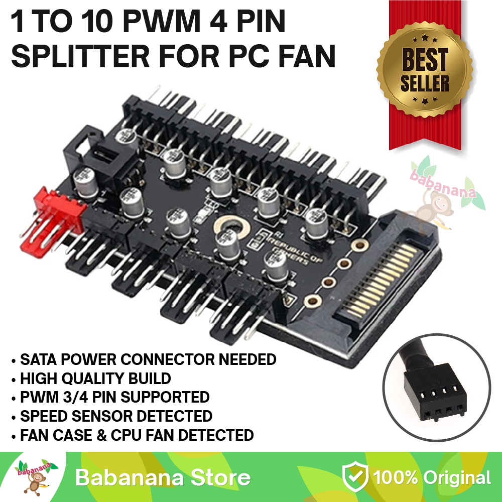 Jual Splitter 1 to 10 PWM Fan Converter PC Sata casing ADAPTER ...