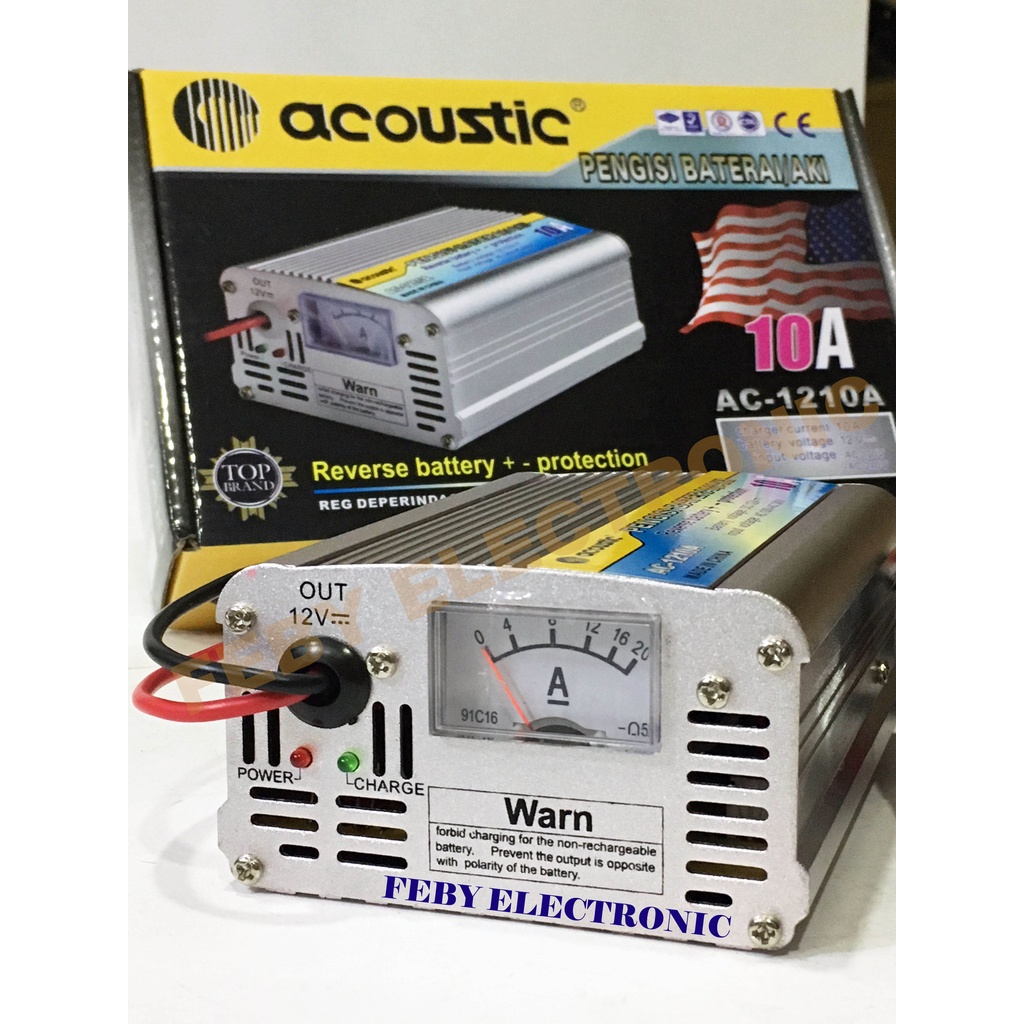 Jual Charger Aki/Accu 12V 10A ACOUSTIC,charger aki 12v 10a | Shopee
