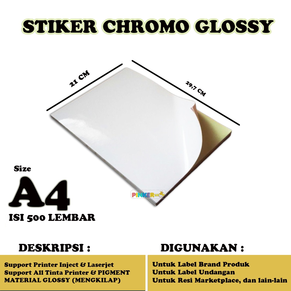 Jual Kertas Stiker Chromo Glossy A4 Isi 500 Lembar Kertas Sticker