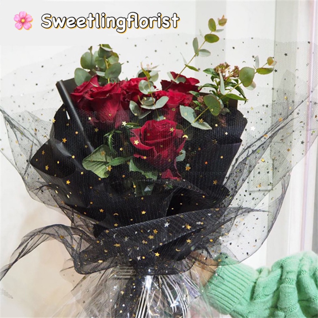 Jual Flower Wrapping Paper Jaring Motif Bulan Bintang Lembaran 48 x ...