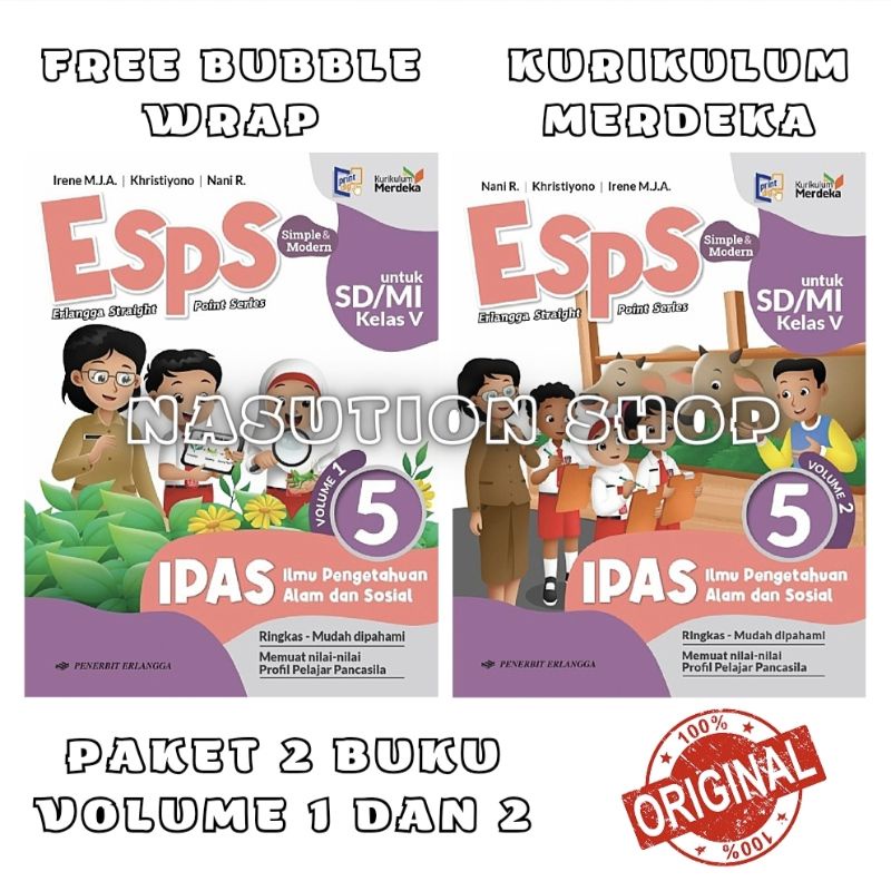 Jual Paket 2 Buku ESPS IPAS Kelas 5 SD Volume 1 Dan 2 Erlangga ...