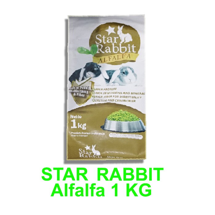 Jual MAKANAN KELINCI PREMIUM MURAH STAR RABBIT ALFALFA 1KG | Shopee ...