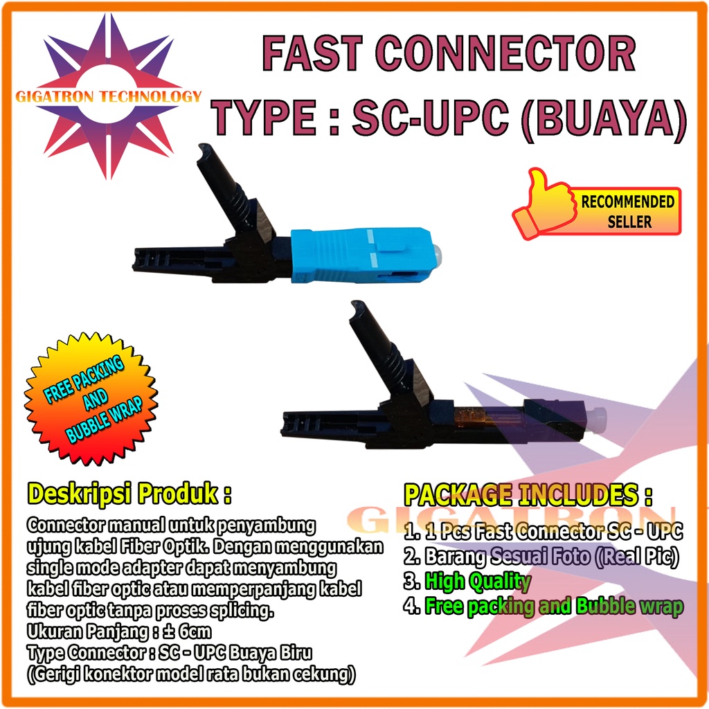 Jual Fast Connector SC UPC FTTH Fiber Optic / Konektor Fiber Optik FO ...